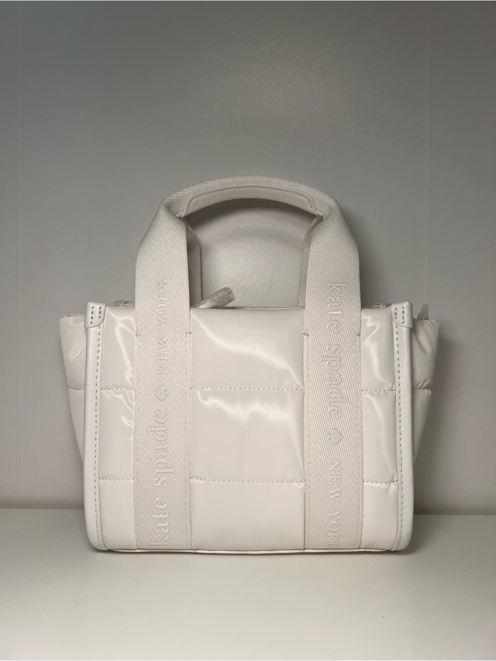 kate spade White Kip Puffy Quilted Tote